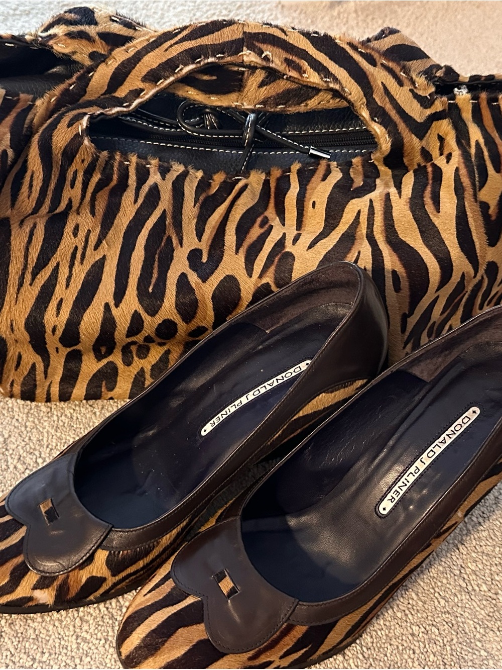 Donald J. Pliner Tiger-Print Flats in Brown and Black